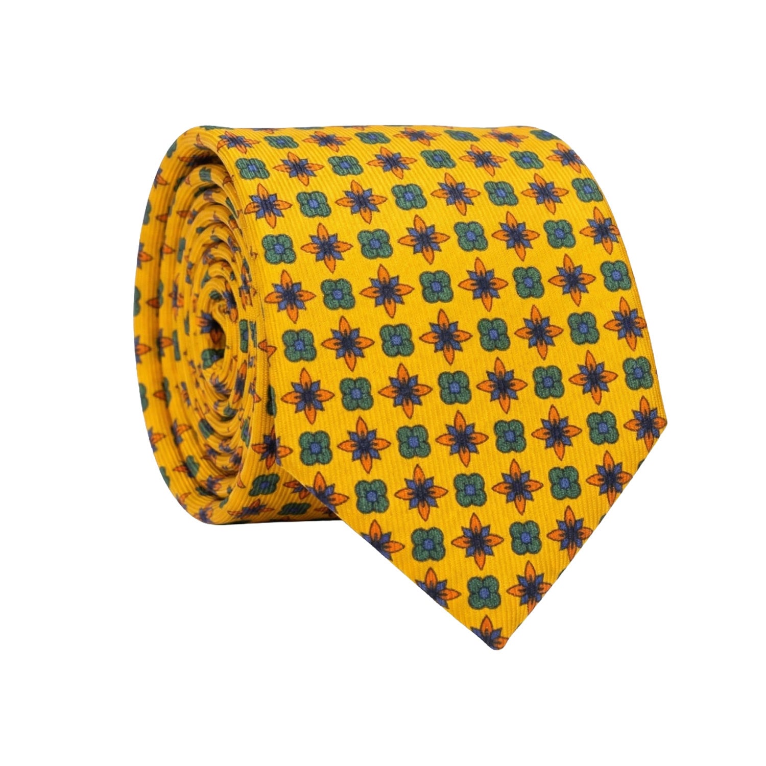 Cravatta in Saia di Seta Giallo Ocra Fantasia Arancione Verde Bluette SA56 Graffeo Cravatte Made in Italy
Rotolo