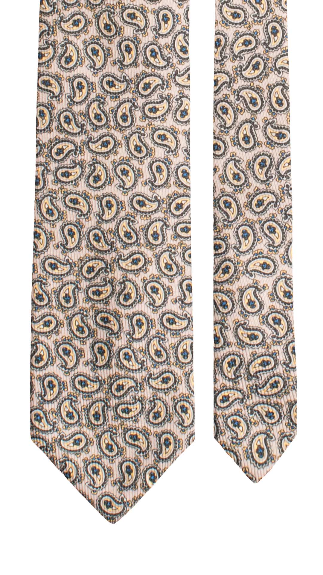 Cravatta in Saia di Seta Grigia Paisley Giallo Bluette Grigio Scuro SA23 Made in Italy Graffeo Cravatte Pala