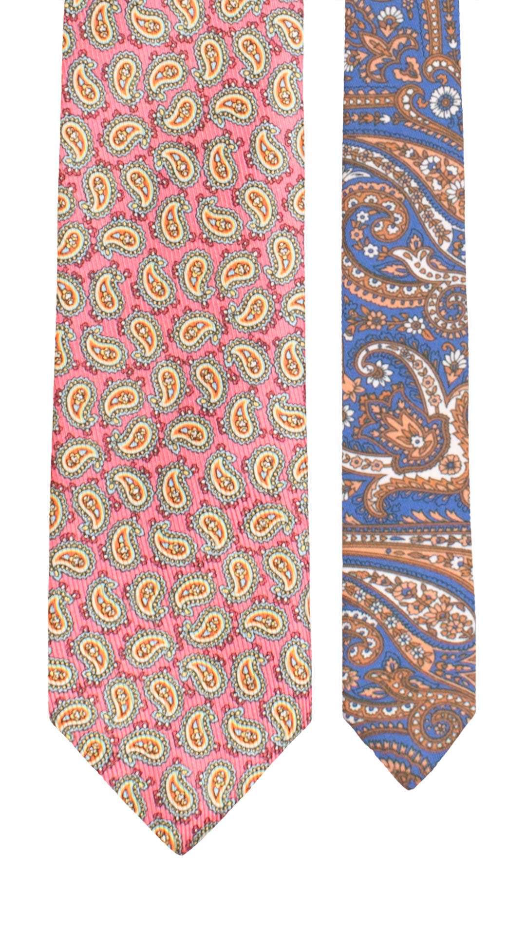 Cravatta in Saia di Seta Magenta Paisley Multicolor Nodo in Contrasto Blu Fantasia Multicolor N3480 Made in Italy Graffeo Cravatte Pala