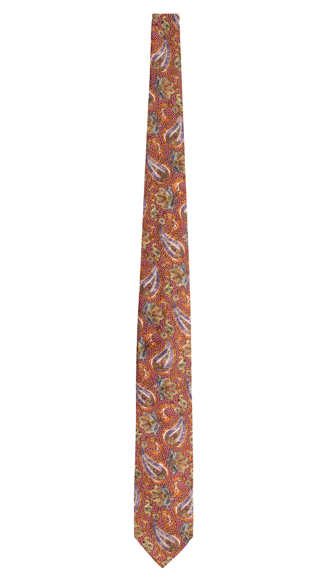 Cravatta in Saia di Seta Magenta Paisley Multicolor SA124 Made in Italy Graffeo Cravatte Intera