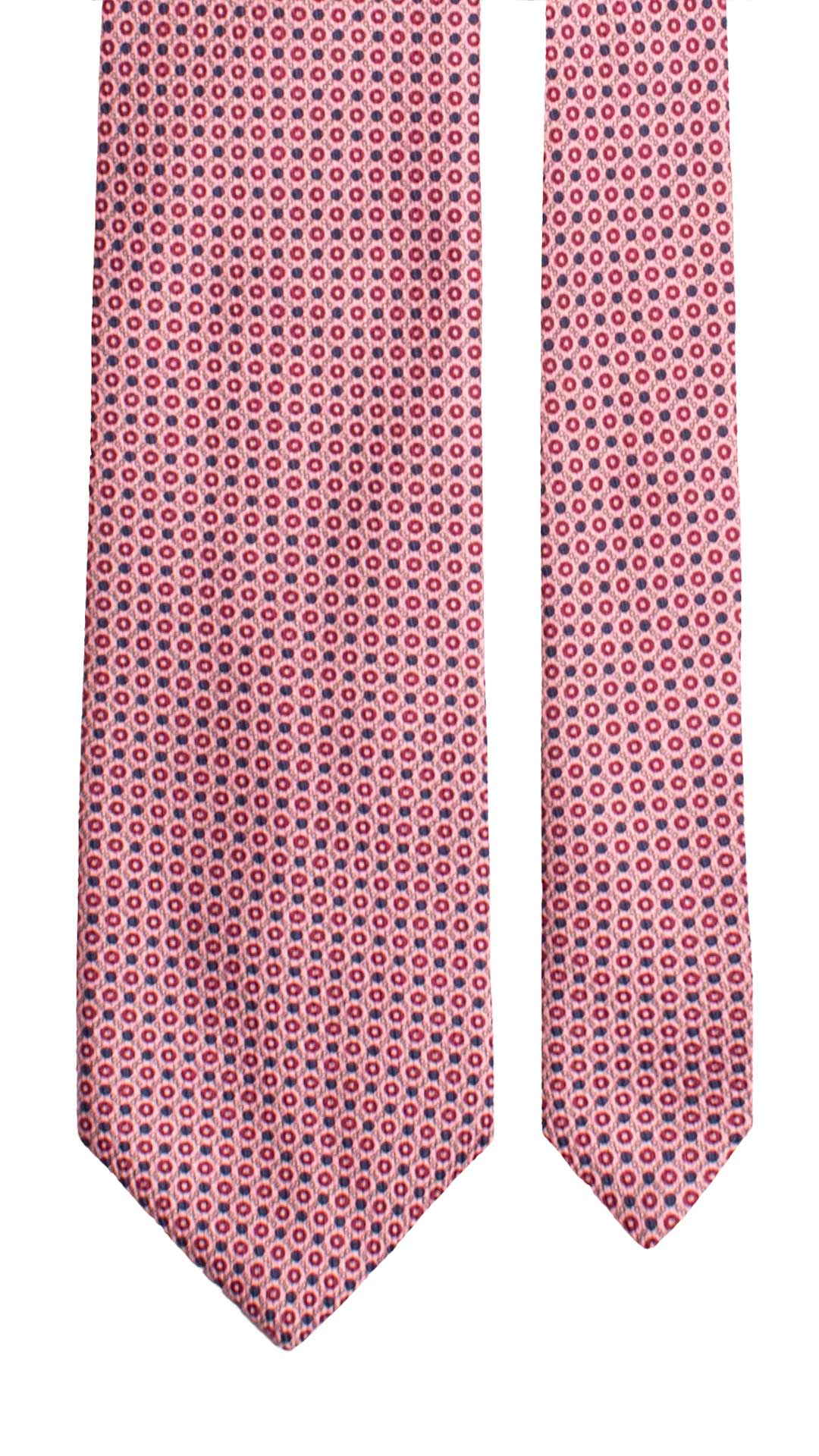 Cravatta in Saia di Seta Rosa Fantasia Blu Bianca Fucsia SA68 Made in Italy Graffeo Cravatte Pala