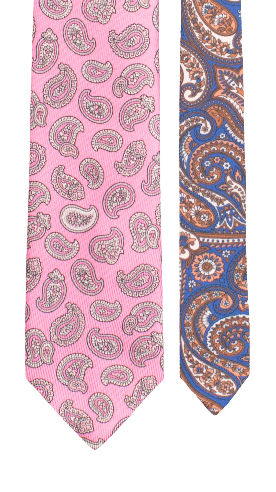 Cravatta in Saia di Seta Rosa Scuro Paisley Tono su Tono Grigio Argento Nodo in Contrasto Rosa Fantasia Grigio Nero N3485 Made in Italy Graffeo Cravatte Pala