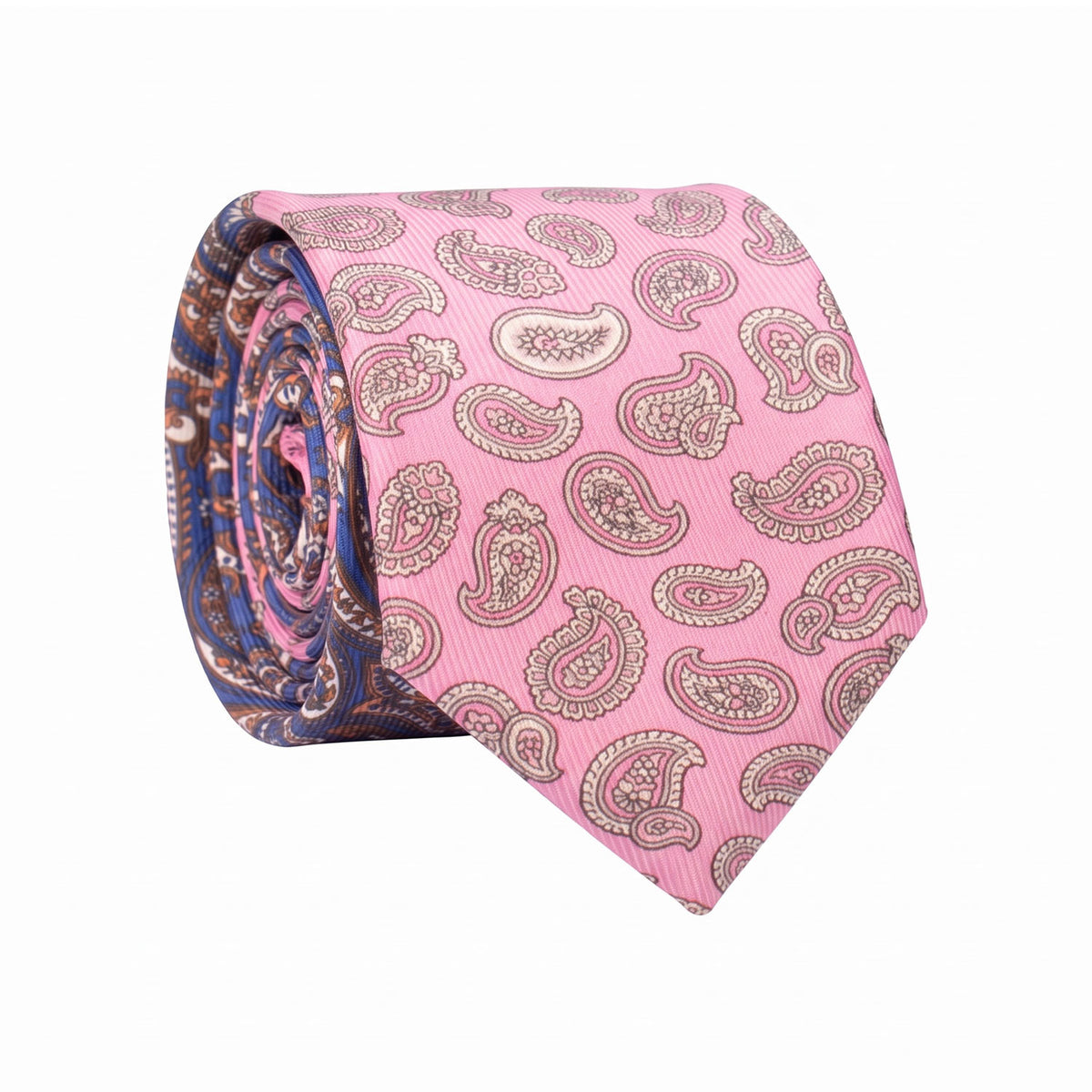 Cravatta in Saia di Seta Rosa Scuro Paisley Tono su Tono Grigio Argento Nodo in Contrasto Rosa Fantasia Grigio Nero N3485 Made in Italy Graffeo Cravatte Rotolo