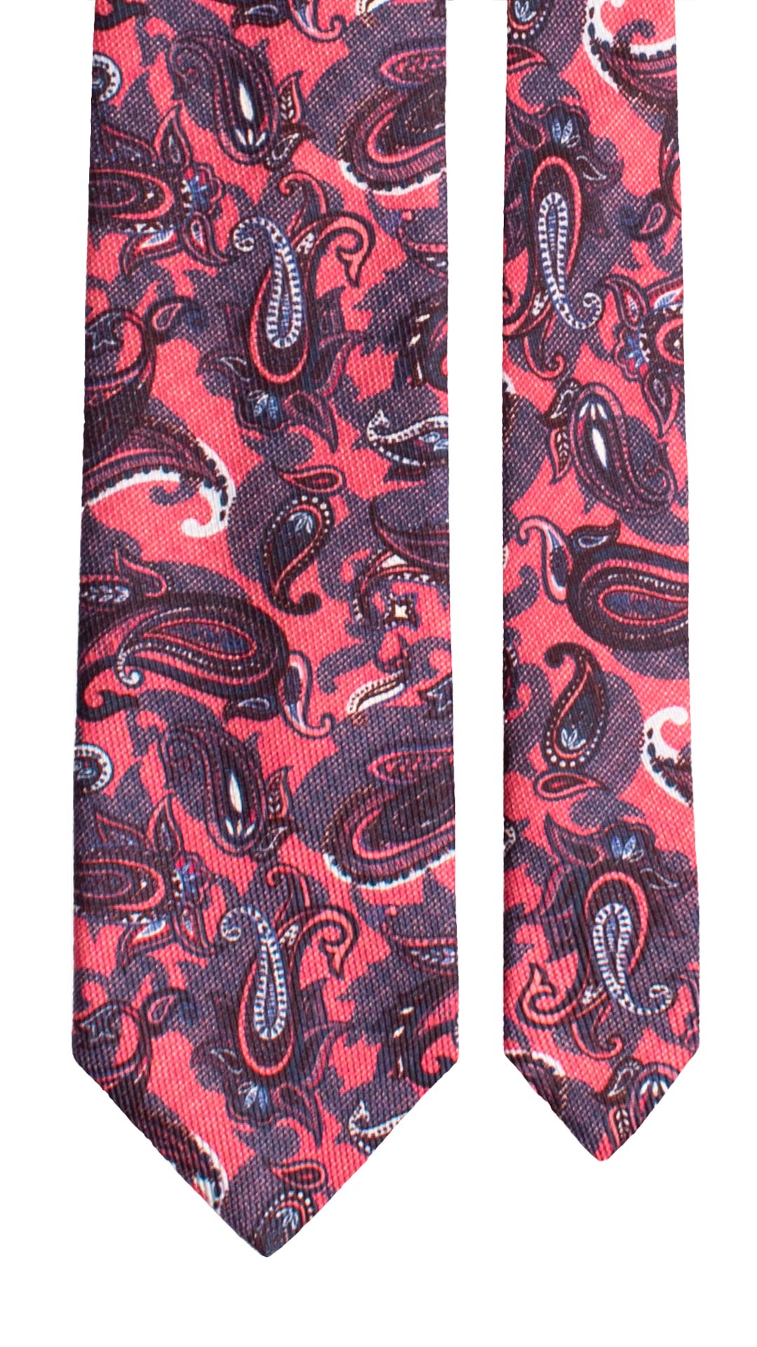 Cravatta in Saia di Seta Rosso Corallo Paisley Blu Marrone Azzurro Polvere SA104 Made in Italy Graffeo Cravatte Pala