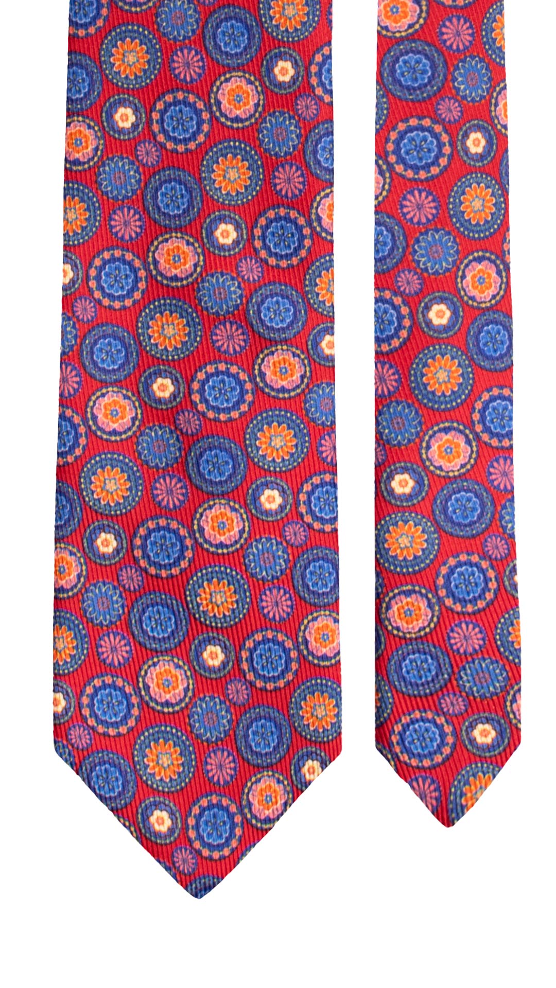 Cravatta in Saia di Seta Rossa a Fiori Multicolor SA18 Made in Italy Graffeo Cravatte Pala