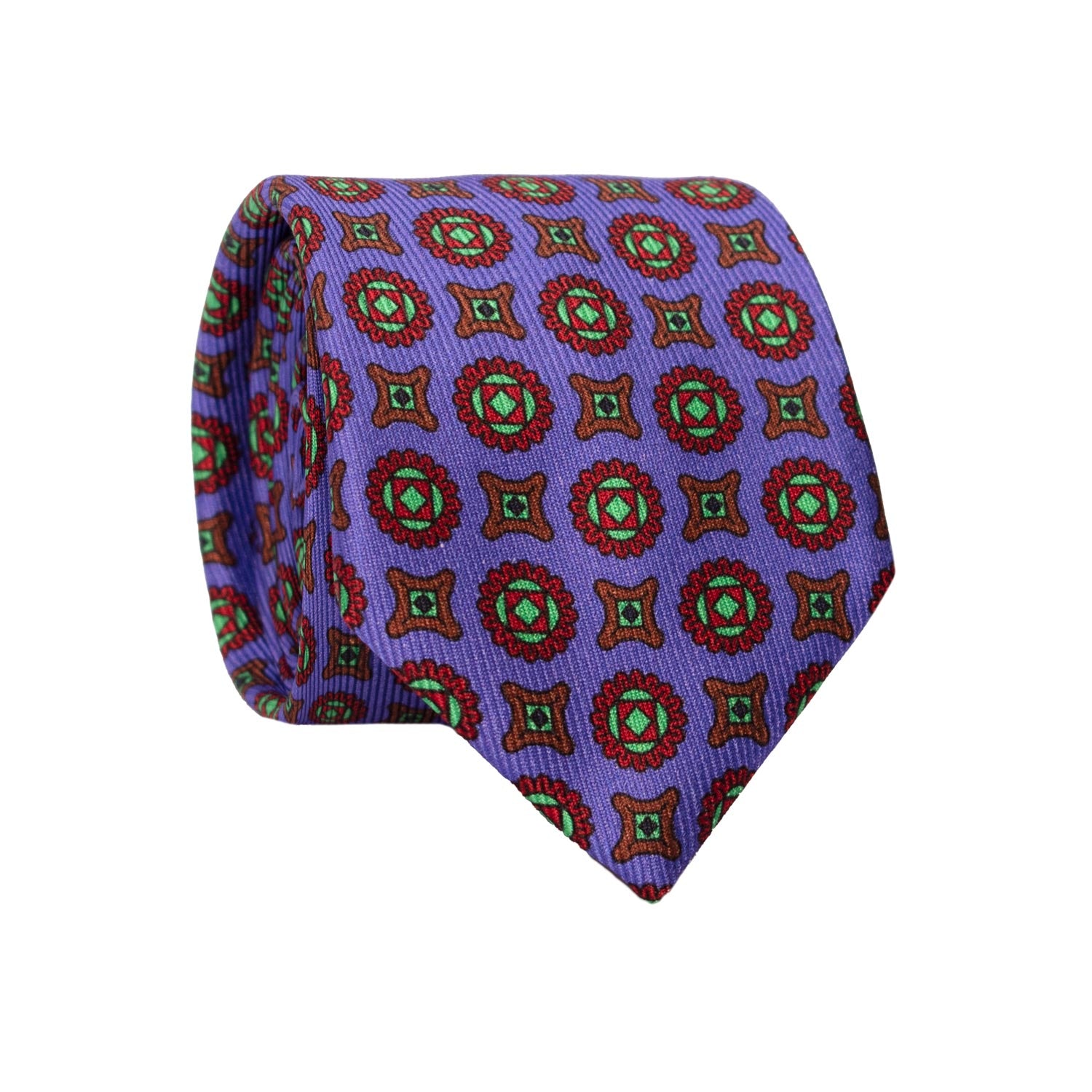 Cravatta in Saia di Seta Viola Fantasia Multicolor SA15 Made in Italy Graffeo Cravatte Rotolo