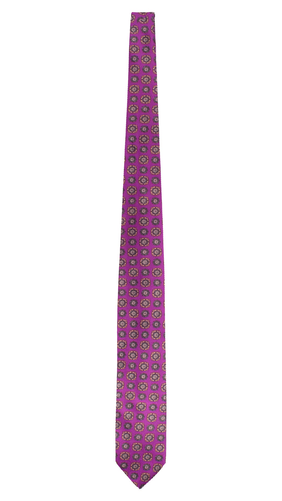 Cravatta in Saia di Seta Viola Fantasia Multicolor SA75 Made in Italy Graffeo Cravatte Intera