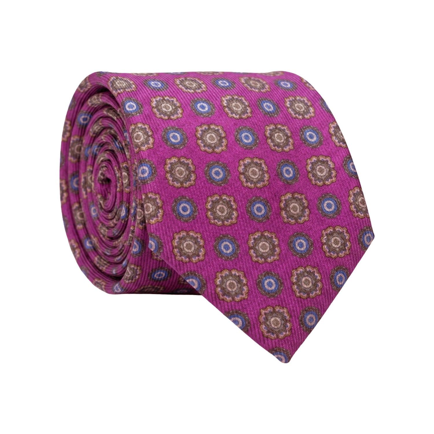 Cravatta in Saia di Seta Viola Fantasia Multicolor SA75 Made in Italy Graffeo Cravatte Rotolo