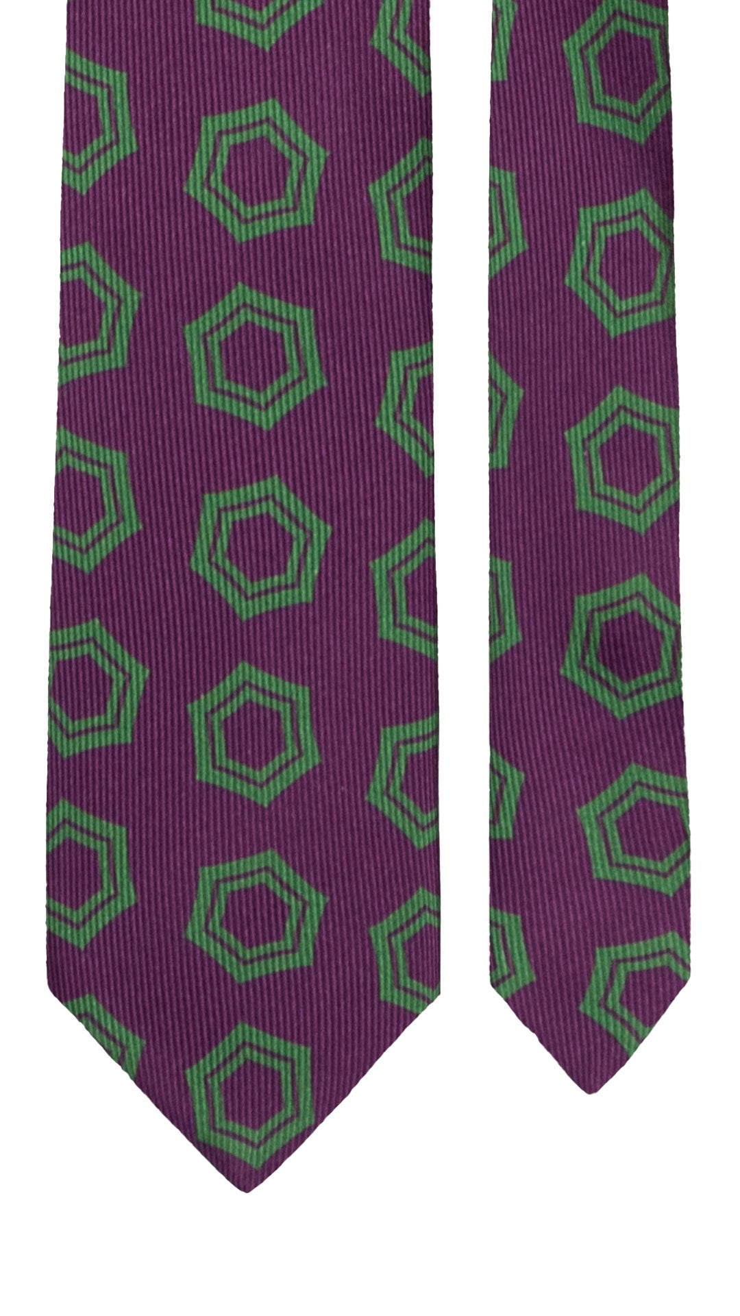 Cravatta in Saia di Seta Viola Fantasia Verde SA50 Made in Italy Graffeo Cravatte Pala