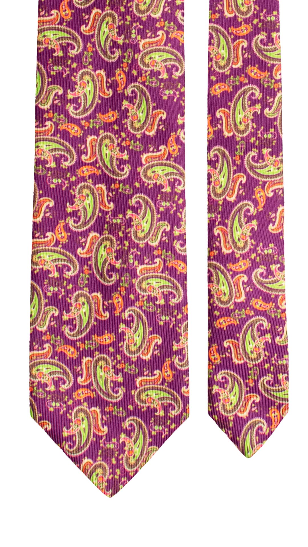 Cravatta in Saia di Seta Viola Paisley Multicolor SA10 Made in Italy Graffeo Cravatte Pala