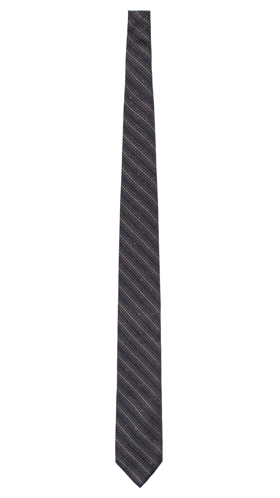 Cravatta Regimental di Seta Cotone Blu Effetto Tweed Multicolor 7398 Made in Italy Graffeo Cravatte Intera