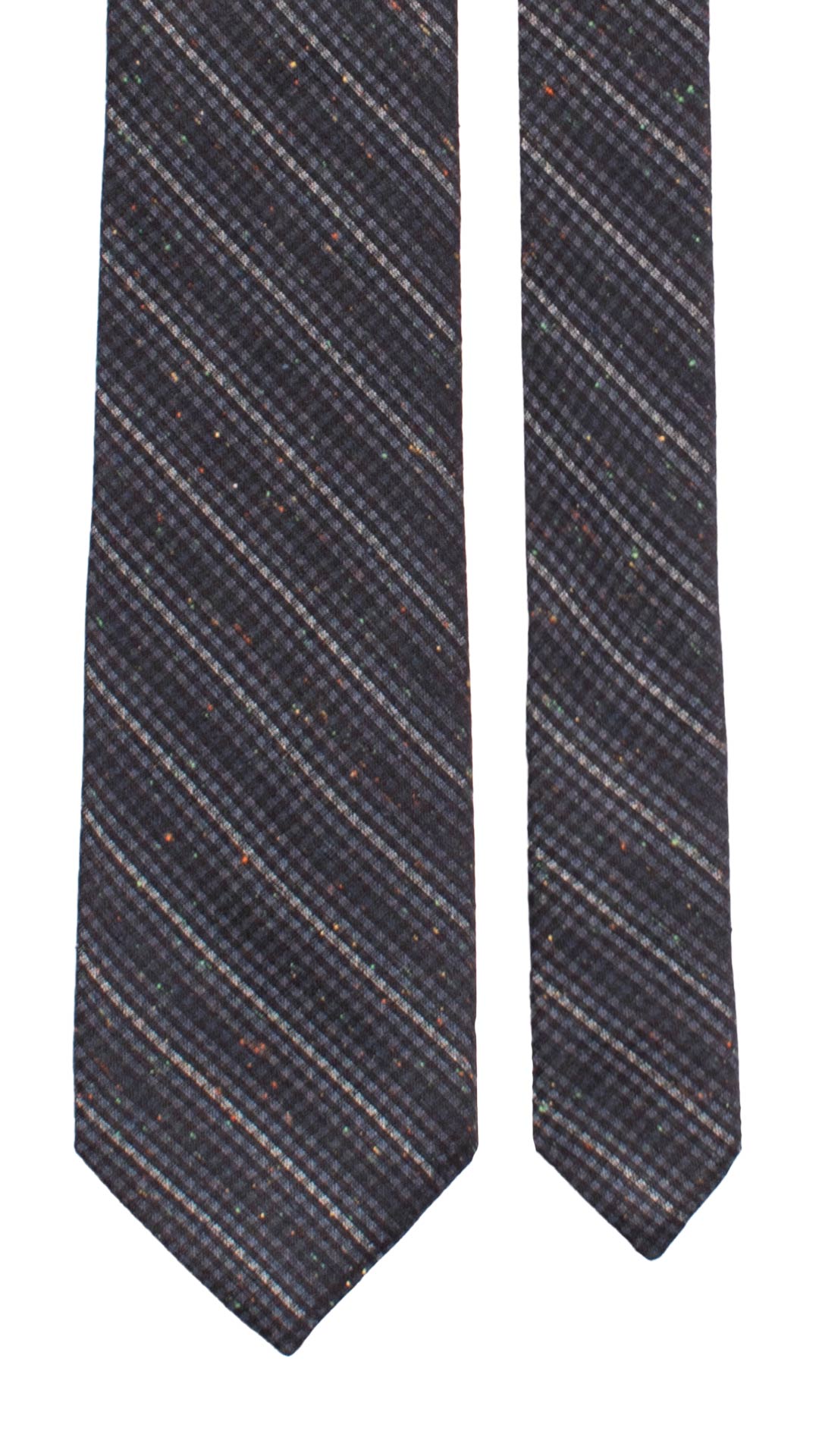 Cravatta Regimental di Seta Cotone Blu Effetto Tweed Multicolor 7398 Made in Italy Graffeo Cravatte Pala