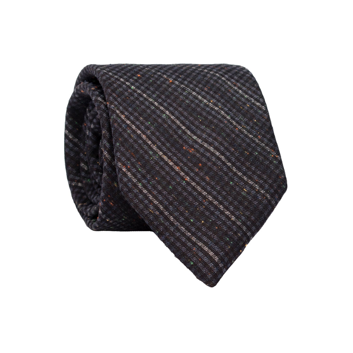 Cravatta Regimental di Seta Cotone Blu Effetto Tweed Multicolor 7398 Made in Italy Graffeo Cravatte Rotolo