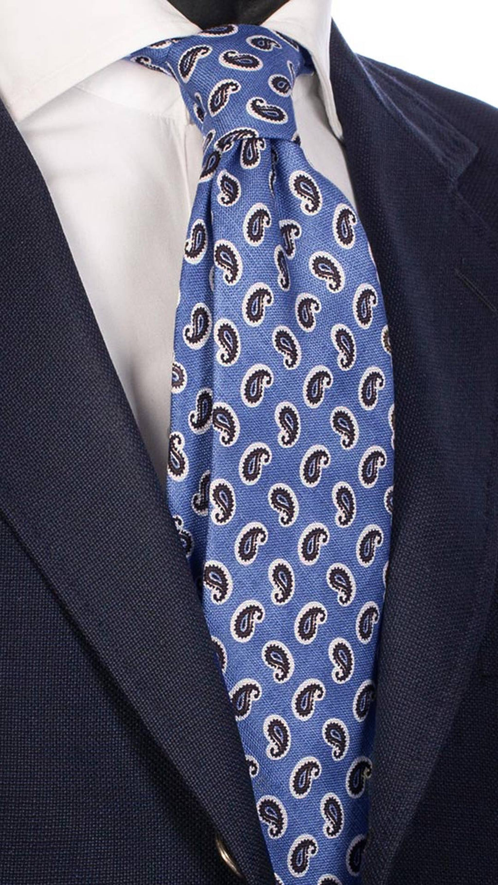 Accessorio Elegante Cravatta Uomo In Seta Azzurra Classica Ed