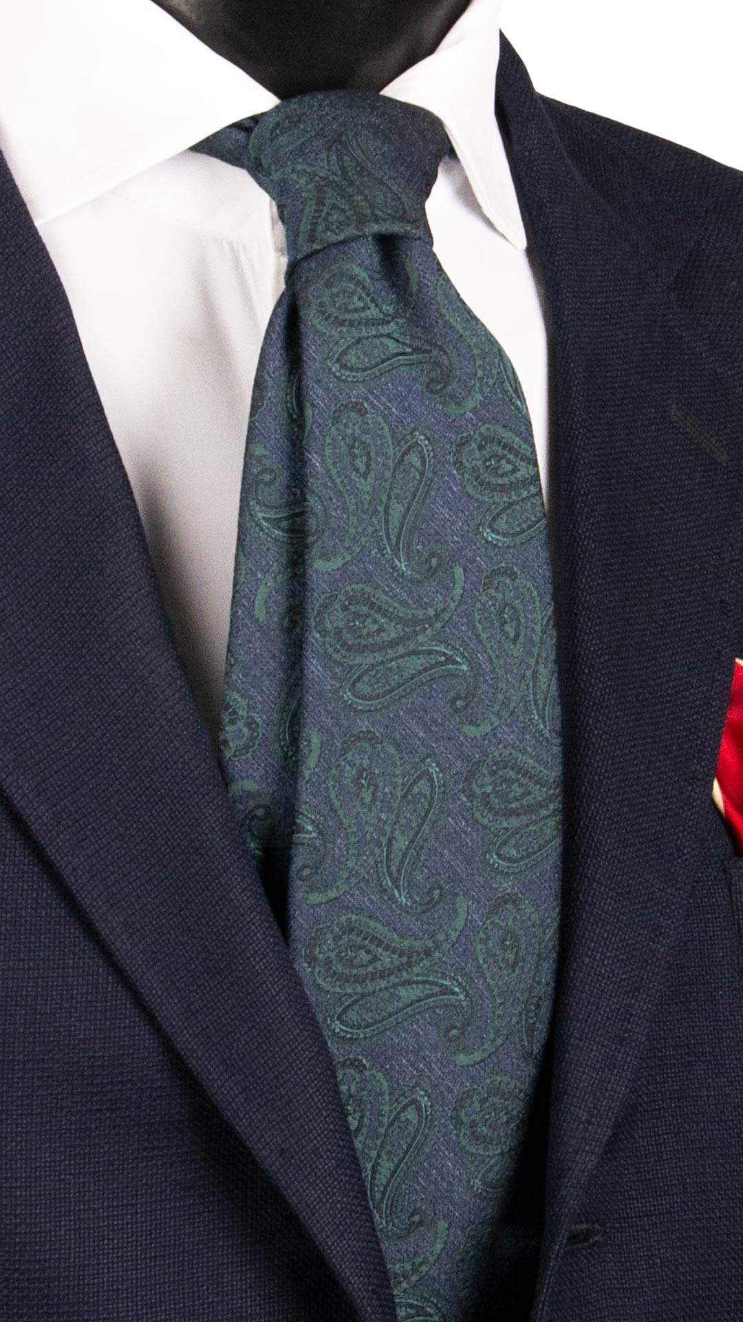 Cravatta in Seta Lino Avio Paisley Verdi 7463 Made in Italy Graffeo Cravatte