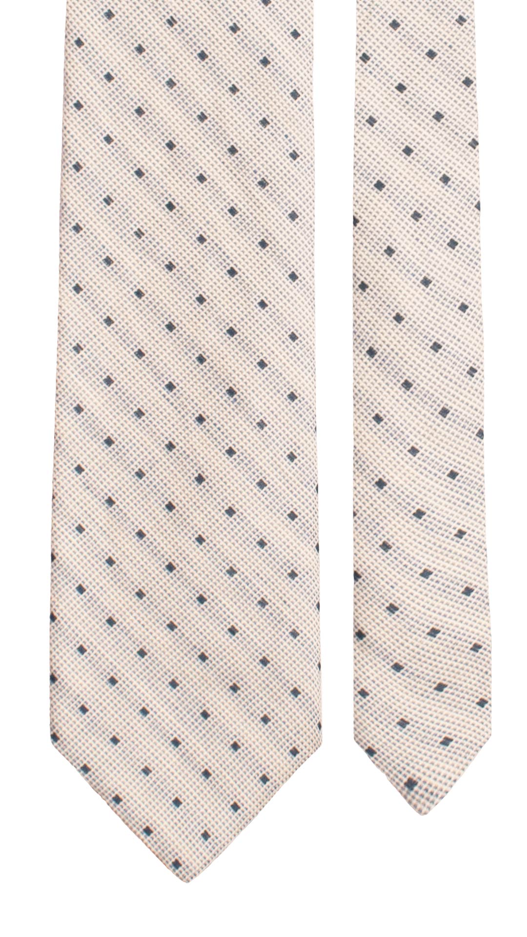 Cravatta in Seta Lino Beige Bluette Fantasia Blu 7692 Made in Italy Graffeo Cravatte Pala