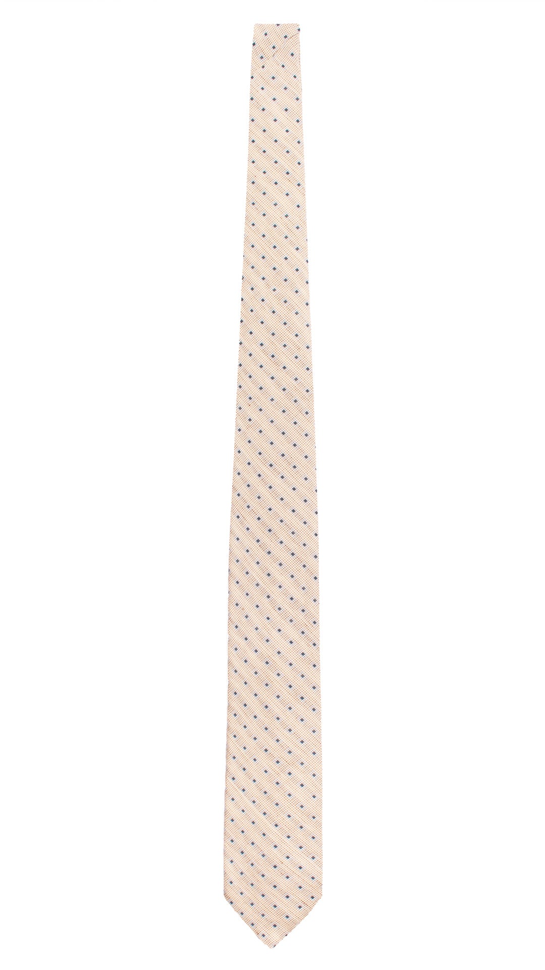 Cravatta in Seta Lino Beige Marrone Fantasia Blu Bluette 7653 Made in Italy Graffeo Cravatte Intera