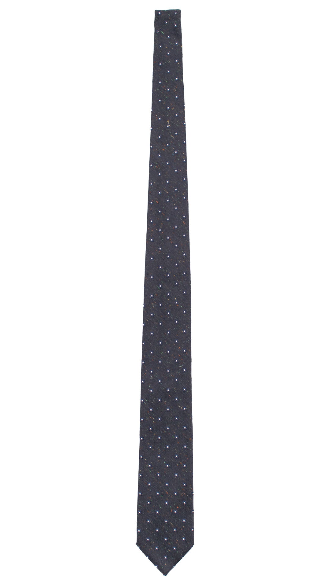 Cravatta in Seta Lino Blu Fantasia Bianca Effetto Tweed AN7510 Made in Italy Graffeo Cravatte Intera