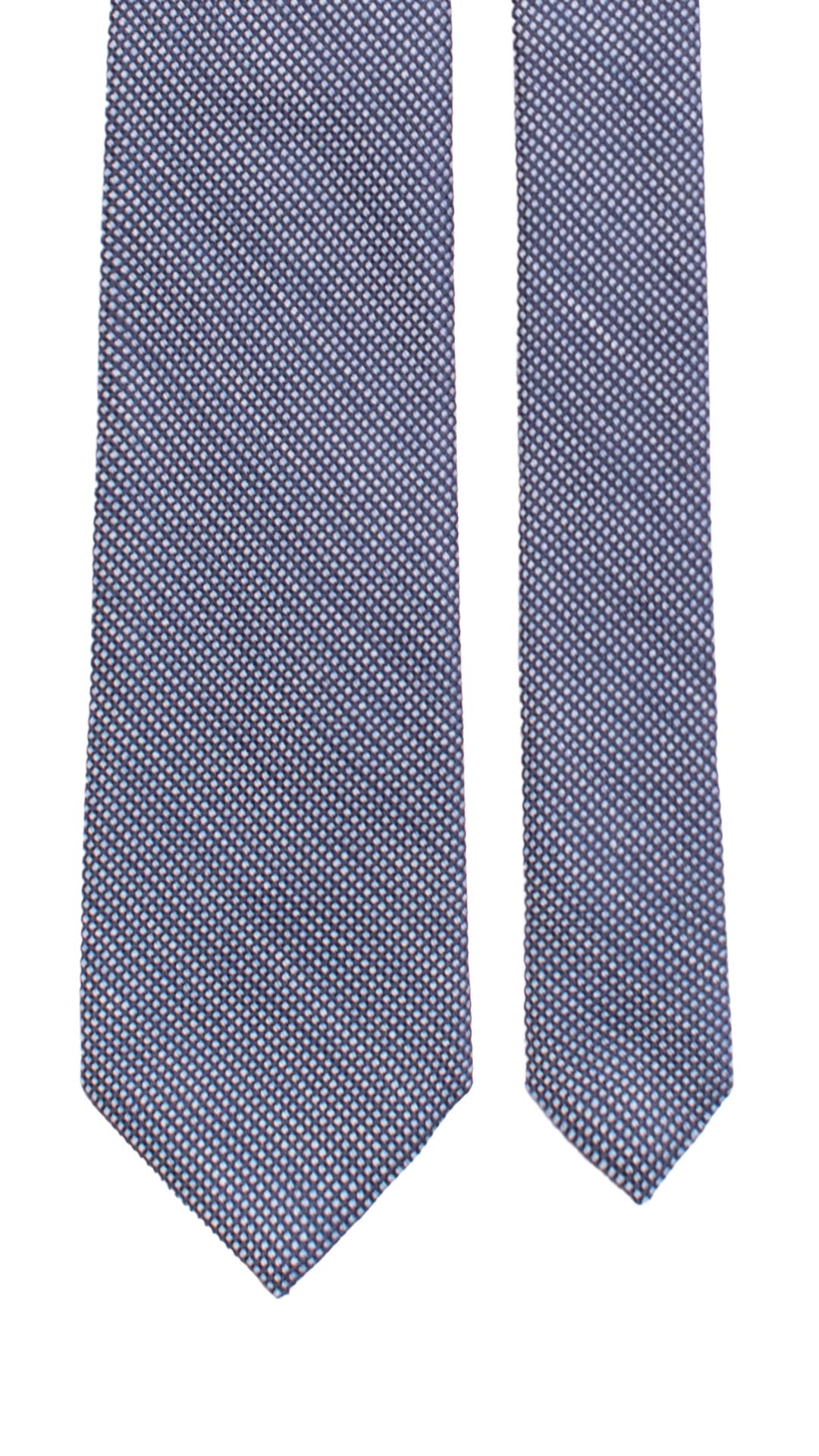 Cravatta in Seta Lino Blu Punto a Spillo Celeste 7504 Made in Italy Graffeo Cravatte Pala