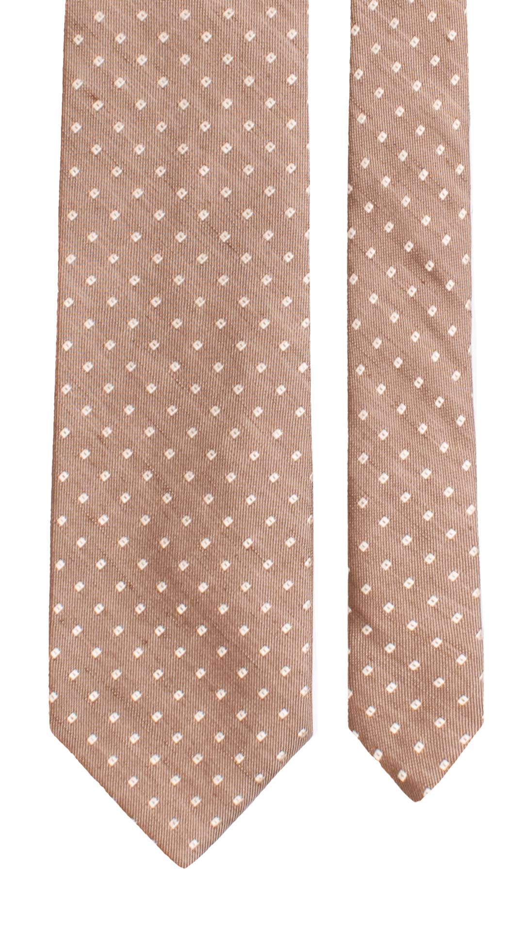 Cravatta in Seta Lino Marrone Fantasia Bianco 7729 Made in Italy Graffeo Cravatte Pala