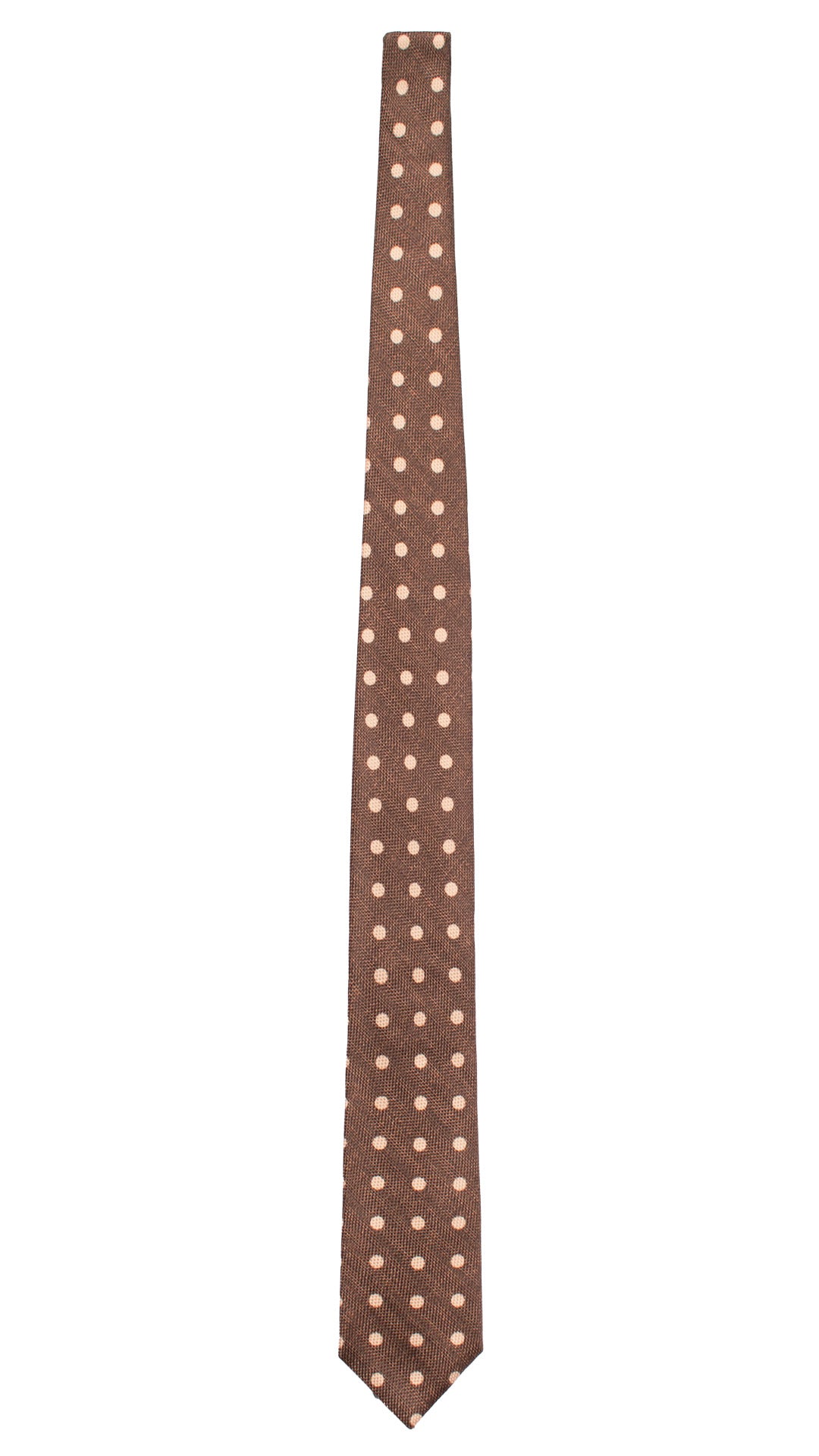 Cravatta in Seta Lino Marrone a Pois Beige AN7515 Made in Italy Graffeo Cravatte Intera