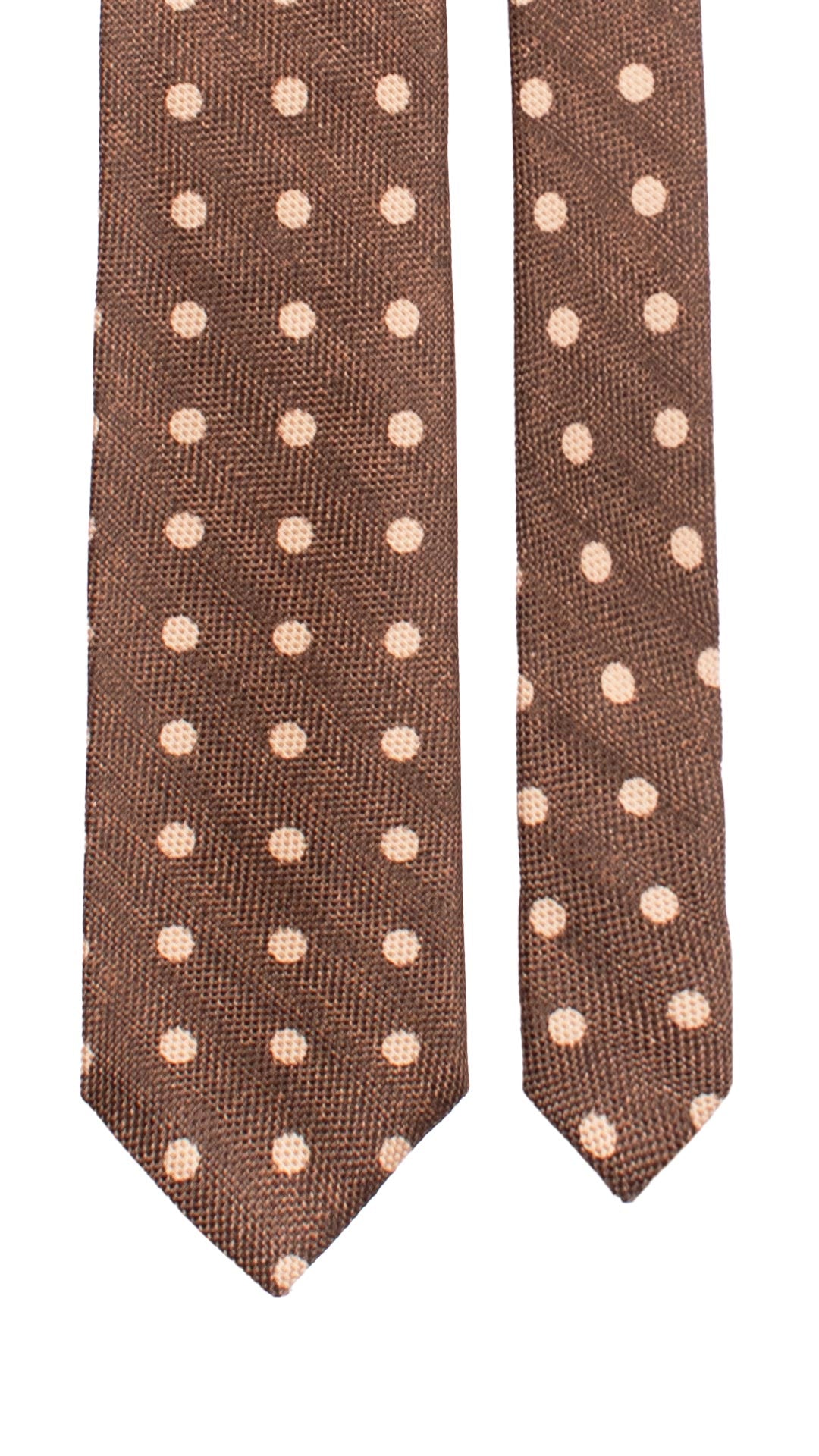 Cravatta in Seta Lino Marrone a Pois Beige AN7515 Made in Italy Graffeo Cravatte Pala