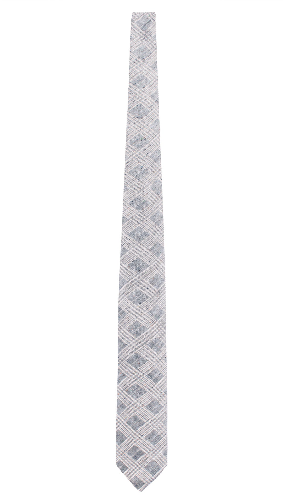 Cravatta in Seta Lino Principe di Galles Celeste Polvere Effetto Tweed Multicolor AN7656 Made in Italy Graffeo Cravatte Intera