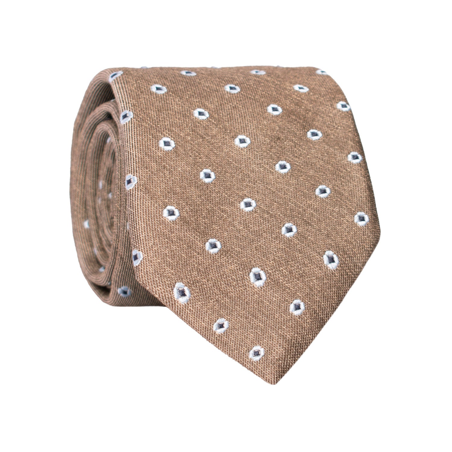 Cravatta in Seta Lino Tortora Fantasia Celeste Blu 7500 Made in Italy Graffeo Cravatte Rotolo