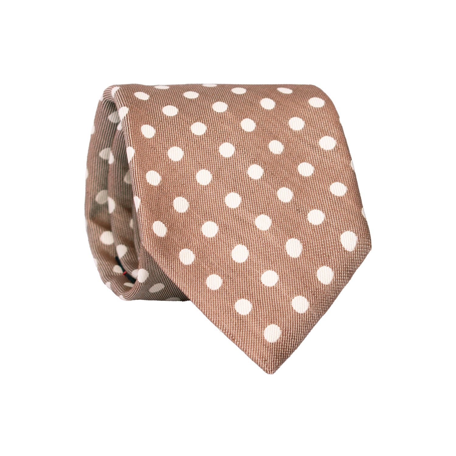 Cravatta in Seta Lino Tortora a Pois Color Crema 7437 Made in Italy Graffeo Cravatte Rotolo