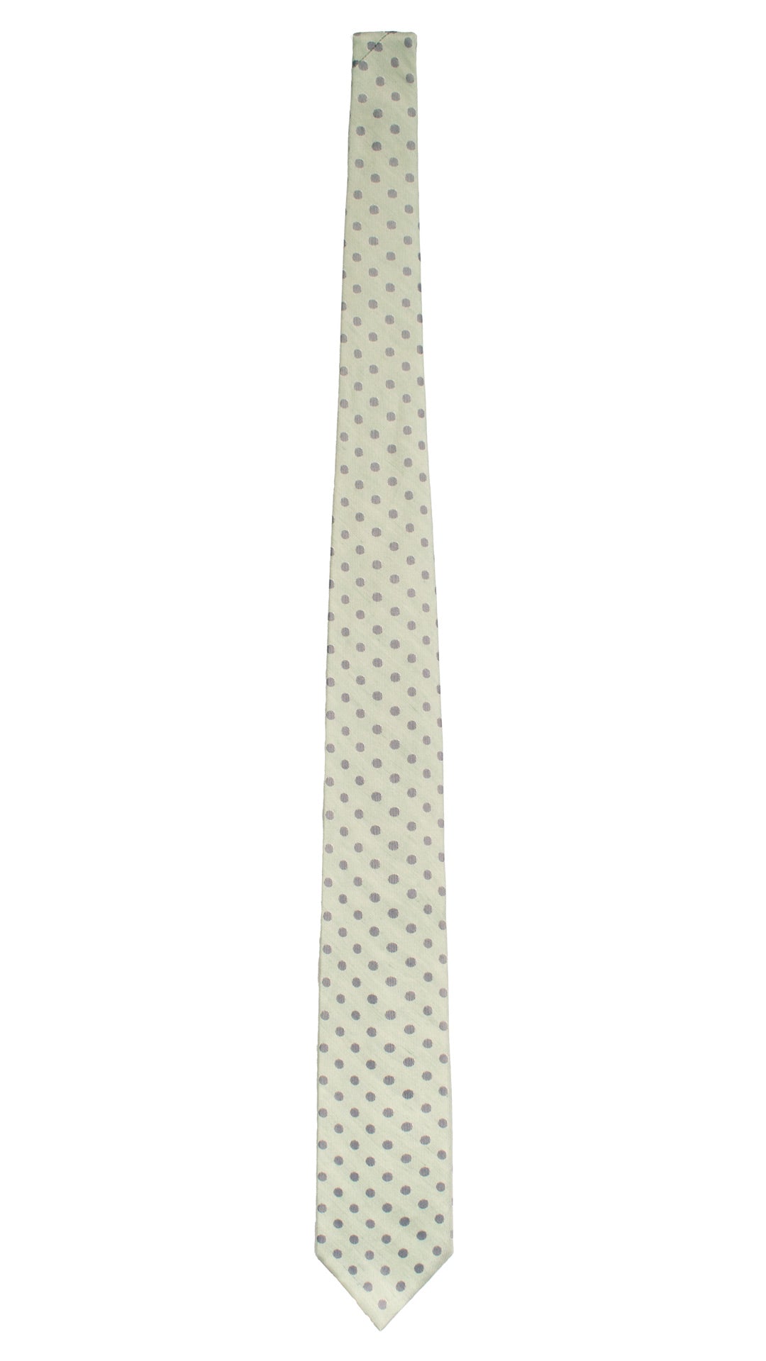 Cravatta in Seta Lino Verde a Pois Avio 7608 Made in Italy Graffeo Cravatte Intera