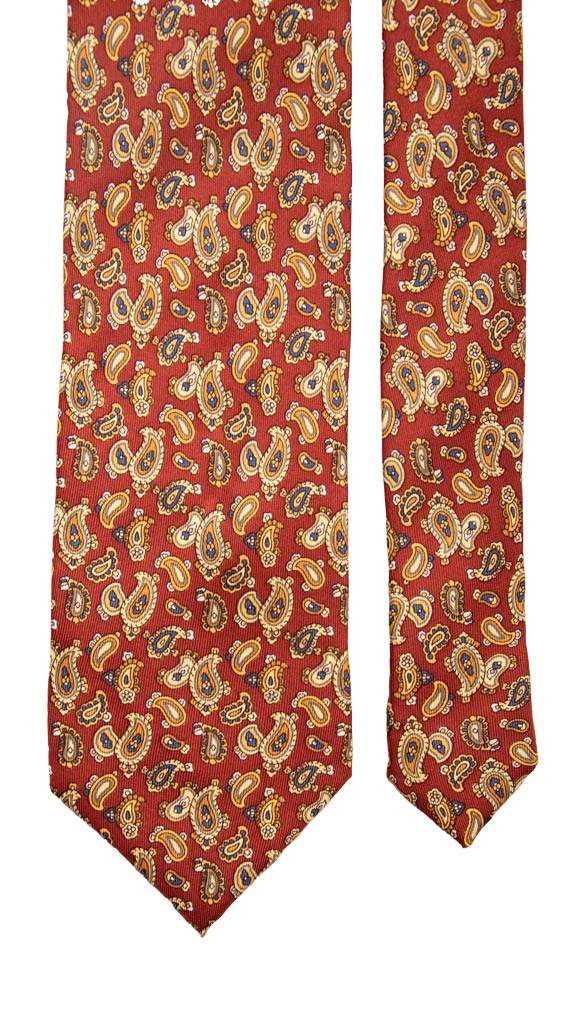 Cravatta in Twill di Seta Bordeaux Paisley Multicolor Made in Italy Graffeo Cravatte Pala