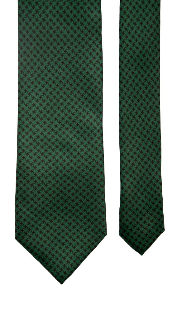Cravatta in Twill di Seta Pied de Poule Verde Scuro Nero Made in italy Graffeo Cravatte Pala