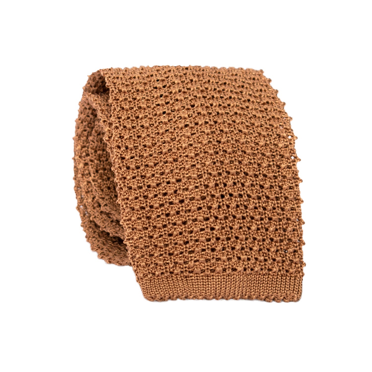 Cravatte Tricot in Maglia di Seta Color Bronzo Tinta Unita TRI695 Graffeo Cravatte Made in Italy Rotolo