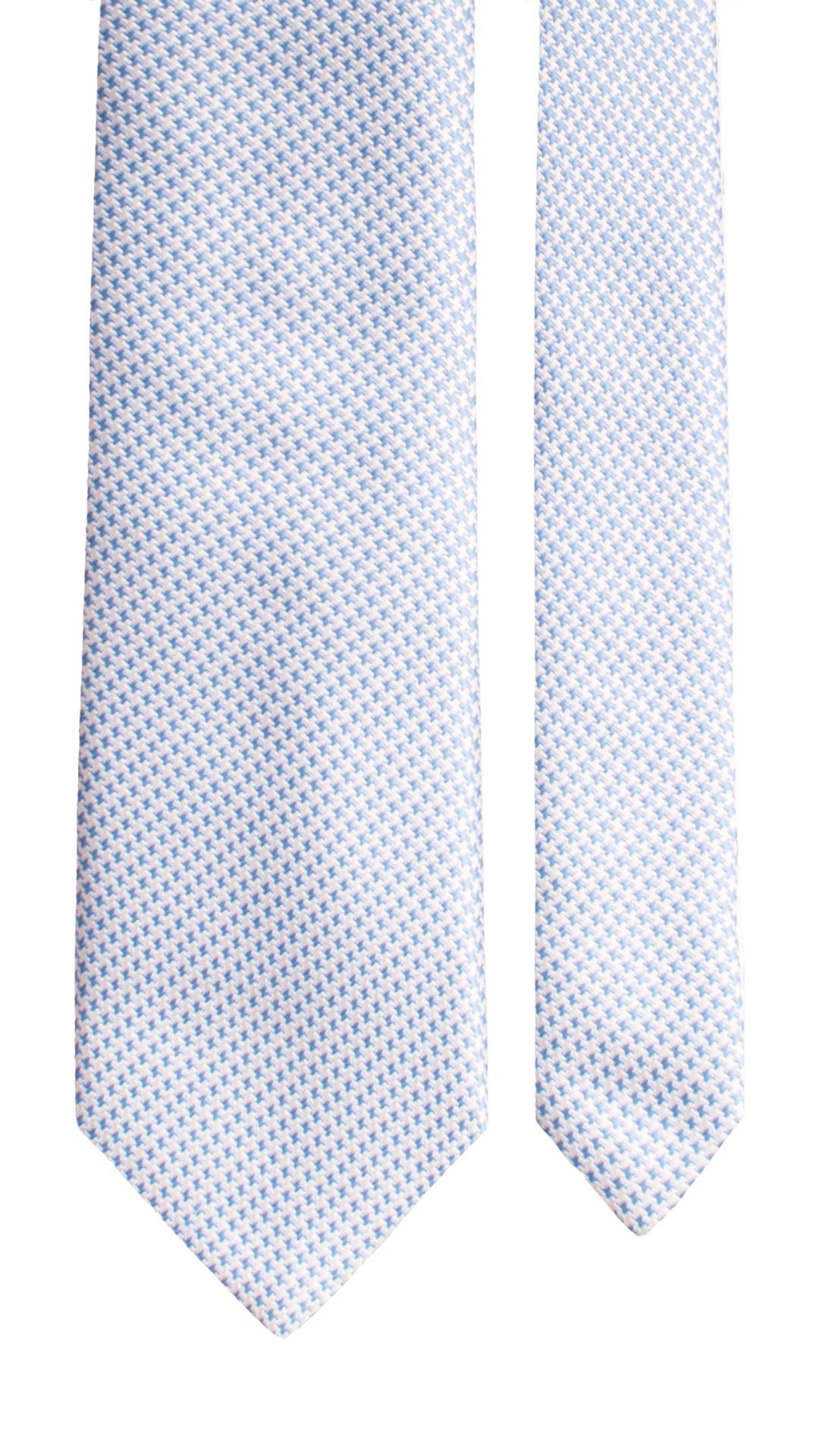 Cravatte di Seta Pied de Poule Celeste Bianco 2080 Graffeo Cravatte Made in Italy Pala