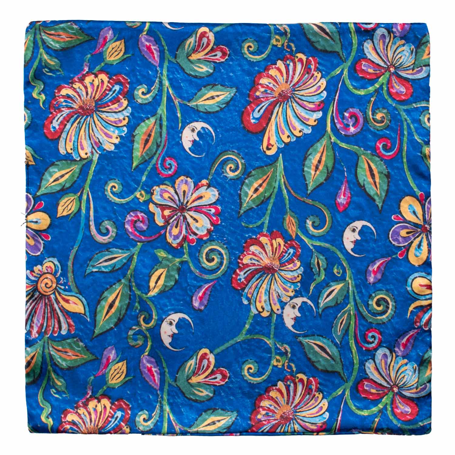 Fazzoletto da Taschino Siciliano Double-Face Stampa di Raso Bluette Fantasia Multicolor POCS25 Made in Italy Graffeo Cravatte