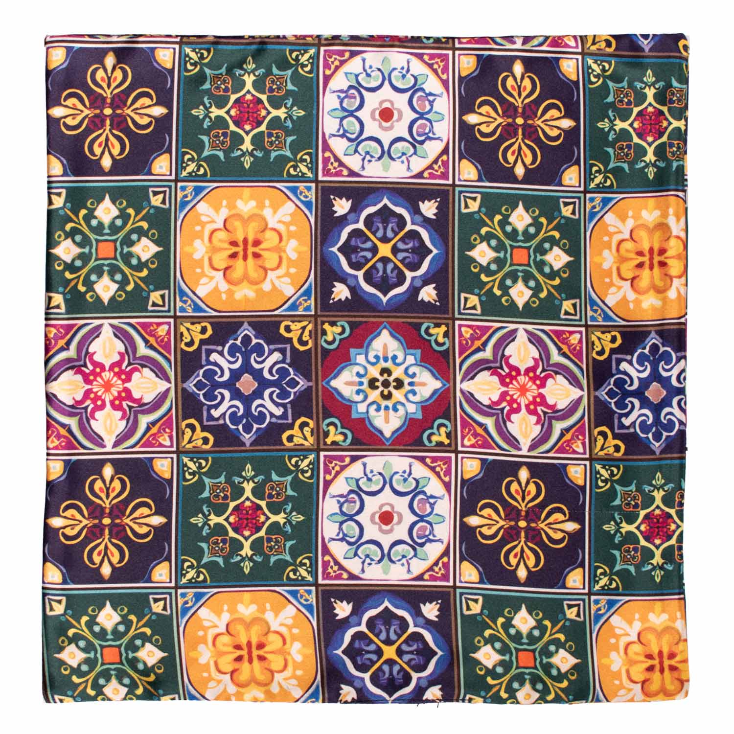 Fazzoletto da Taschino Siciliano Stampa di Raso con Maioliche Multicolor POCS11 Made in Italy Graffeo Cravatte