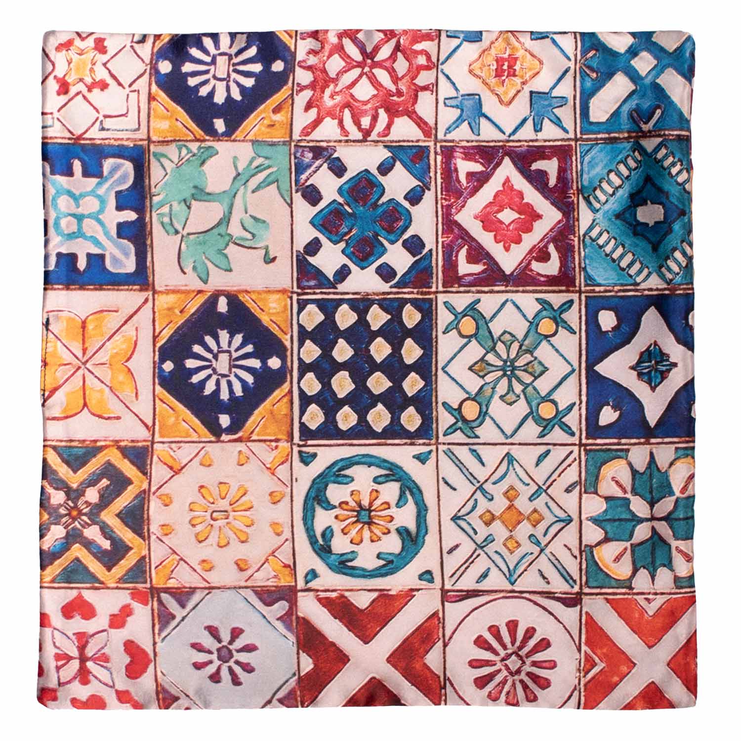 Fazzoletto da Taschino Siciliano Stampa di Raso con Maioliche Multicolor POCS12 Made in Italy Graffeo Cravatte