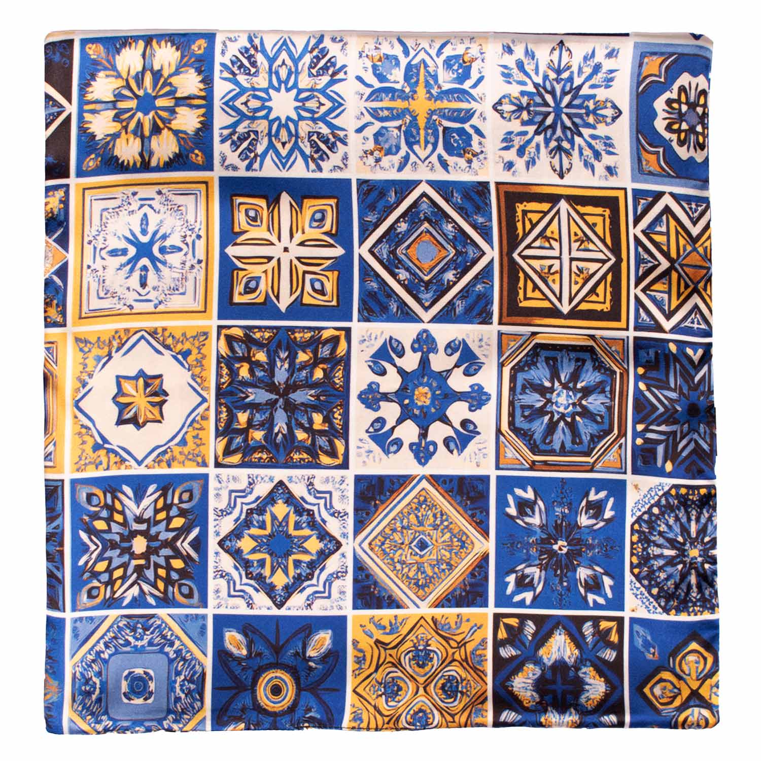 Fazzoletto da Taschino Siciliano Stampa di Raso con Maioliche Multicolor POCS15 Made in Italy Graffeo Cravatte