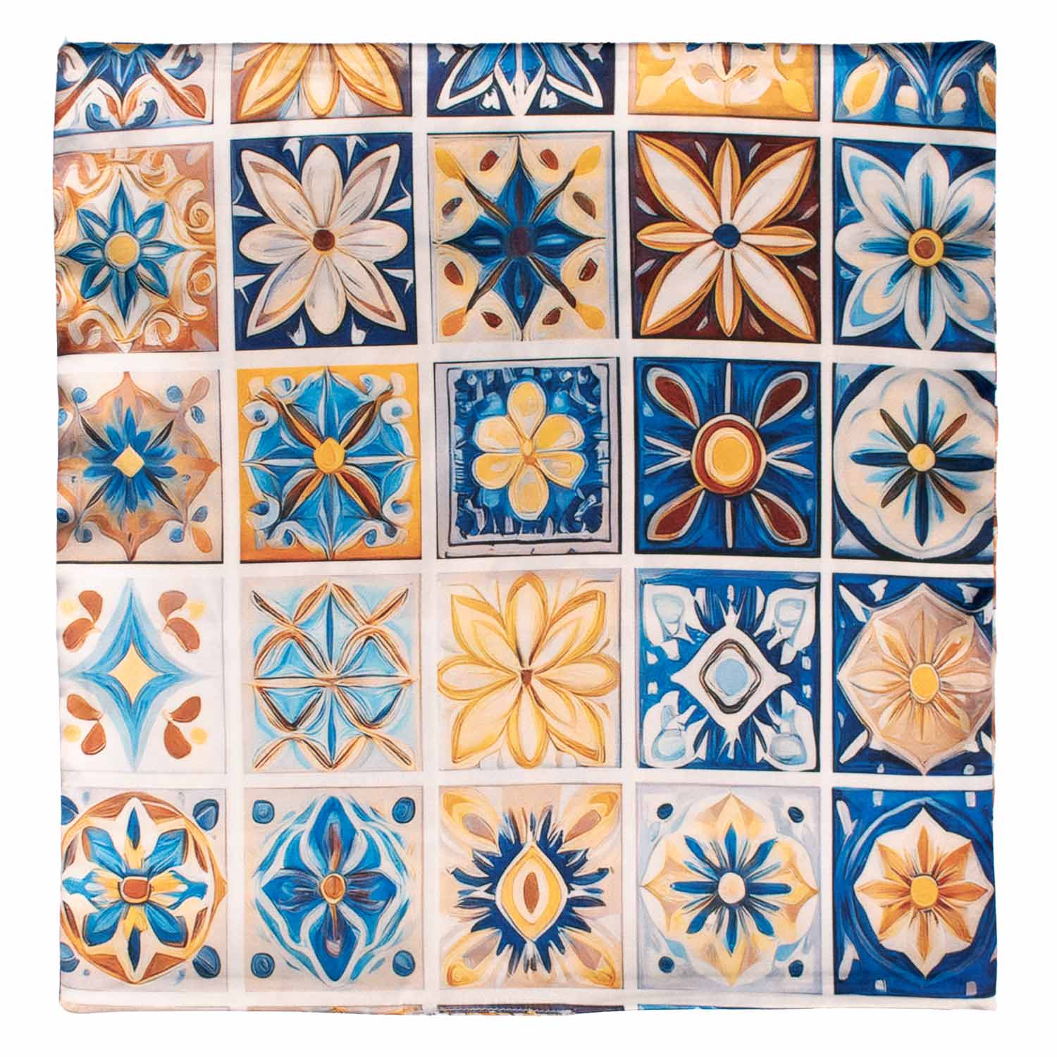 Fazzoletto da Taschino Siciliano Stampa di Raso con Maioliche Multicolor POCS16 Made in Italy Graffeo Cravatte