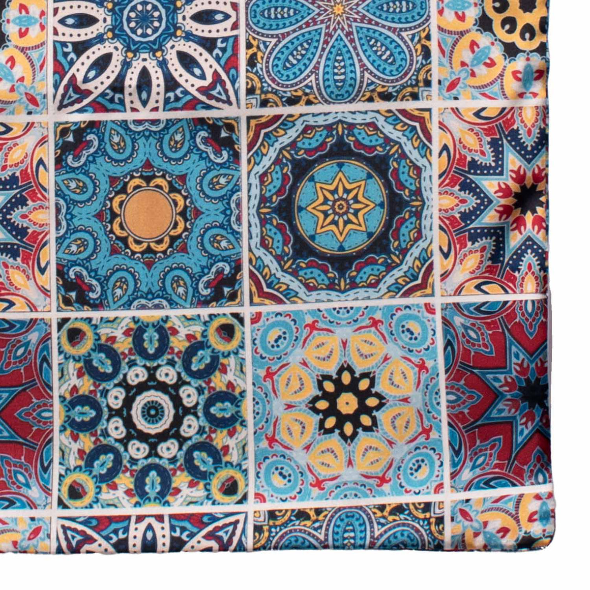 Fazzoletto da Taschino Siciliano Double-Face Stampa di Raso con Maioliche Multicolor POCS20 Made in Italy Dettaglio