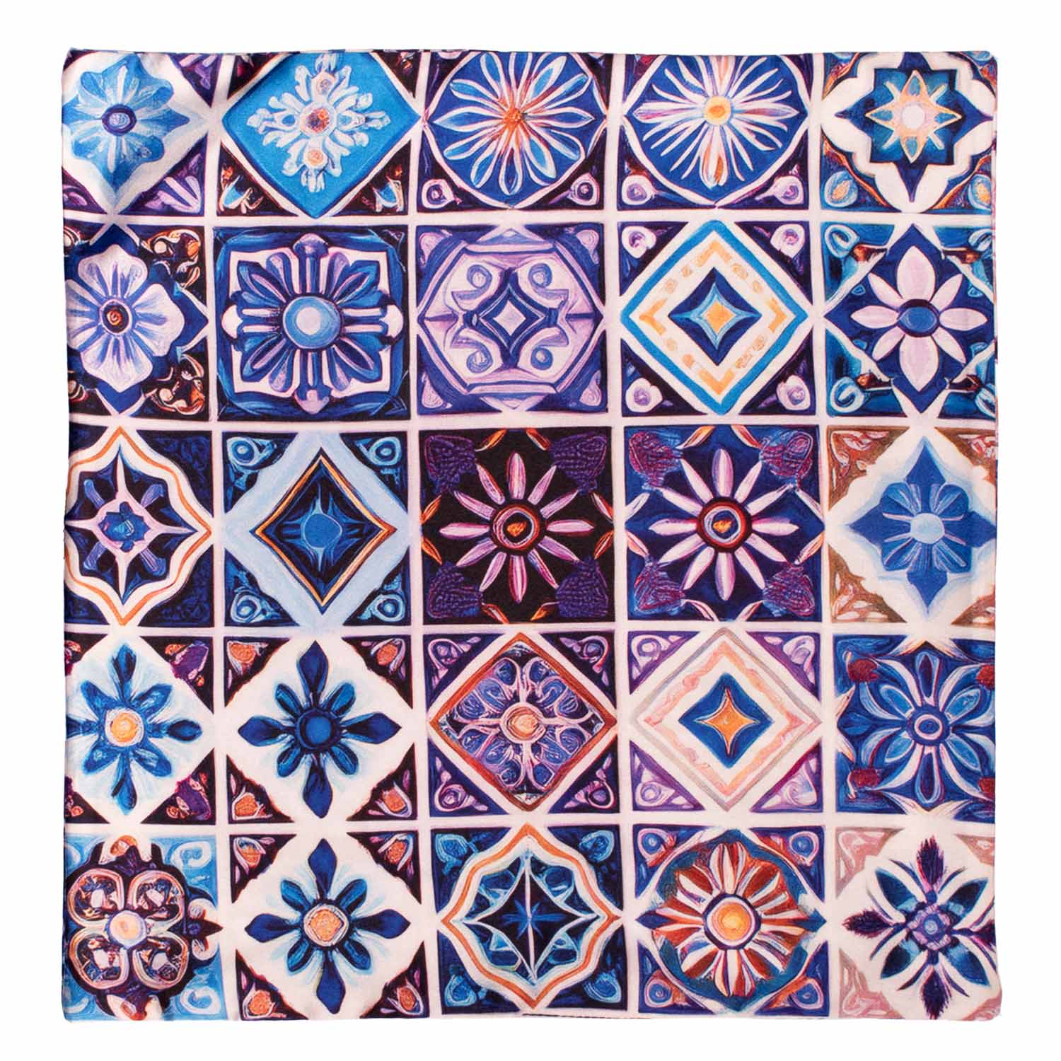 Man Sicilian Printed Satin Pocket Square Multicolor Majolica Pattern POCS28