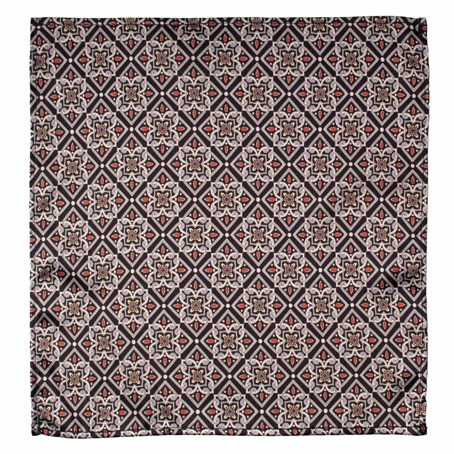 Fazzoletto da Taschino Siciliano Stampa di Raso con Maioliche Multicolor POCS8 Made in Italy Graffeo Cravatte