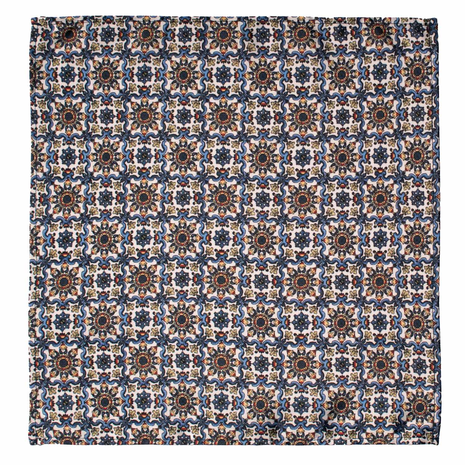 Fazzoletto da Taschino Siciliano Stampa di Raso con Maioliche Multicolor POCS9 Made in Italy Graffeo Cravatte