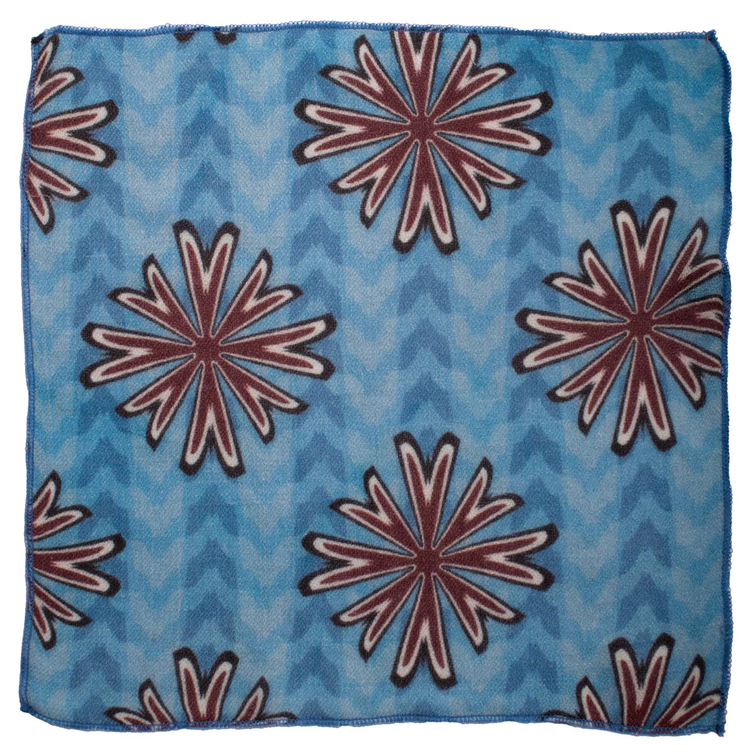 Fazzoletto da Taschino Vintage di Cashmere Azzurra Fantasia Marrone Bianca Nera POCV148 Made in Italy Graffeo Cravatte