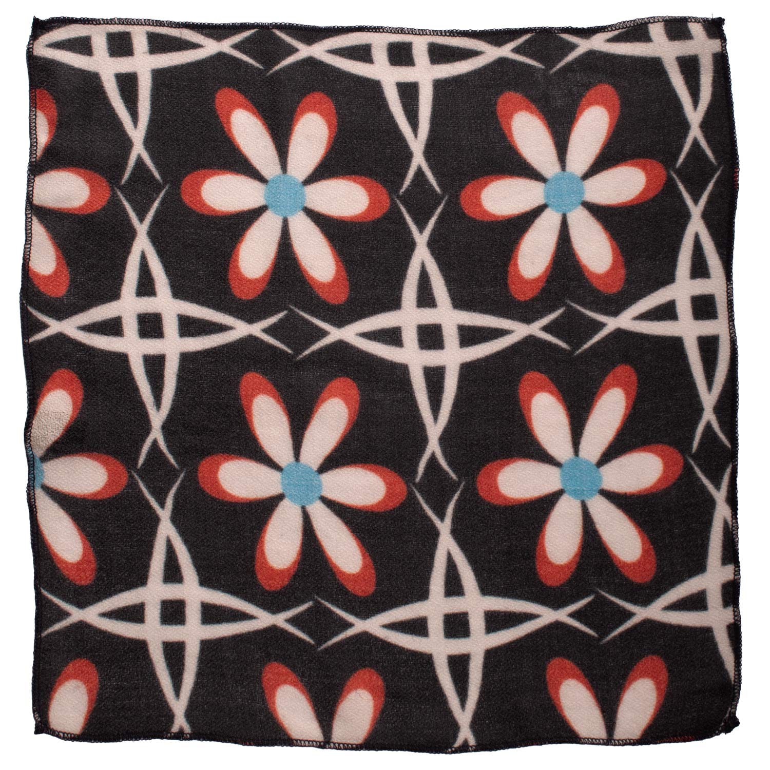 Fazzoletto da Taschino Vintage di Cashmere Grigio Scuro Fantasia Rossa Bianca Celeste POCV123 Made in Italy Graffeo Cravatte