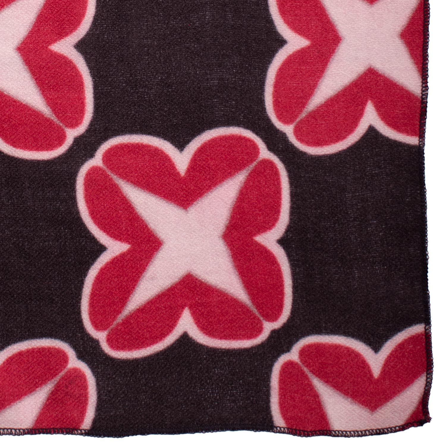 Fazzoletto da Taschino Vintage di Cashmere Grigio Scuro a Fiori Rossi Rosa POCV124 Made in Italy Graffeo Cravatte Dettaglio