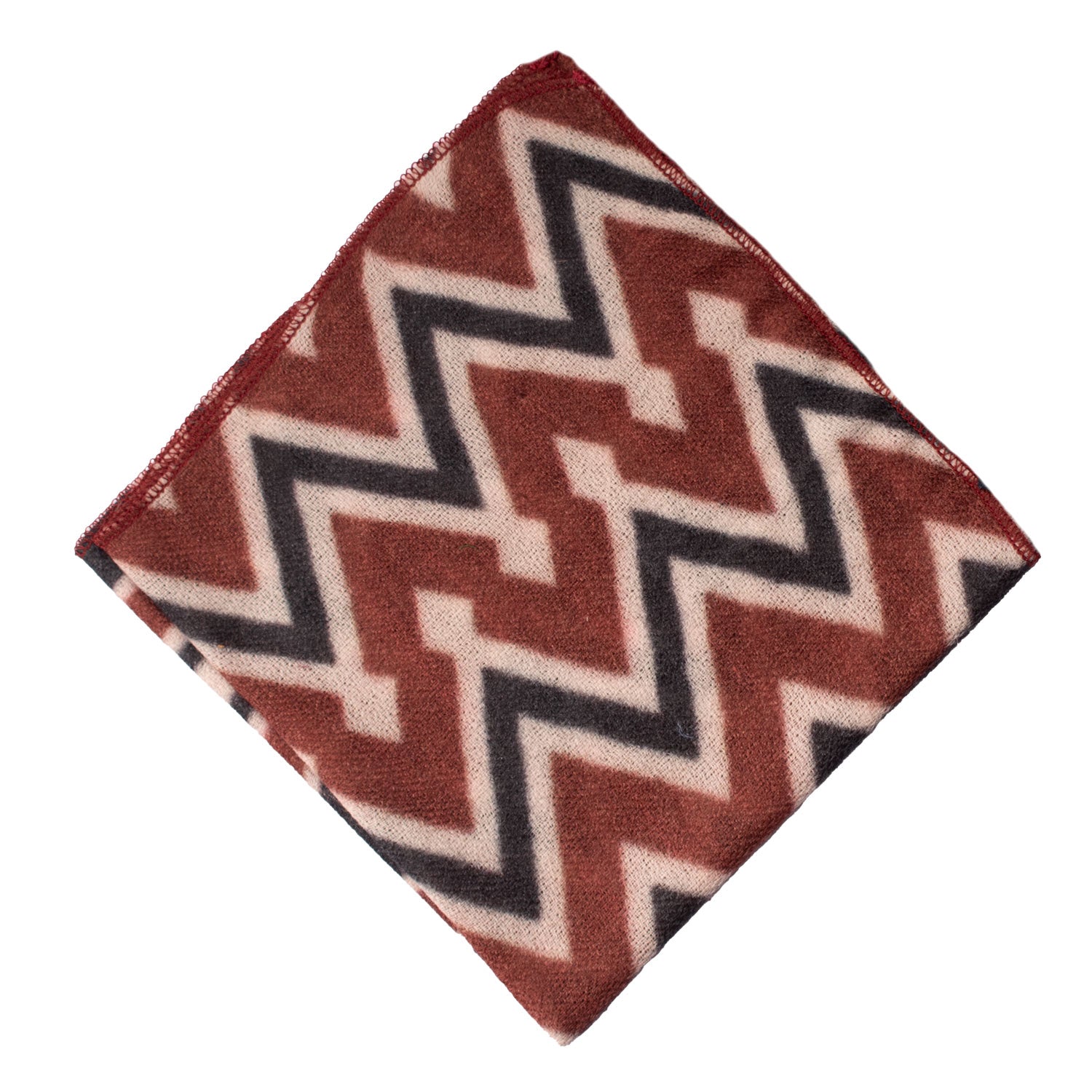 Fazzoletto da Taschino Vintage di Cashmere Ruggine Fantasia Bianco Panna Grigio Scuro POCV150 Made in Italy Graffeo Cravatte Rombo