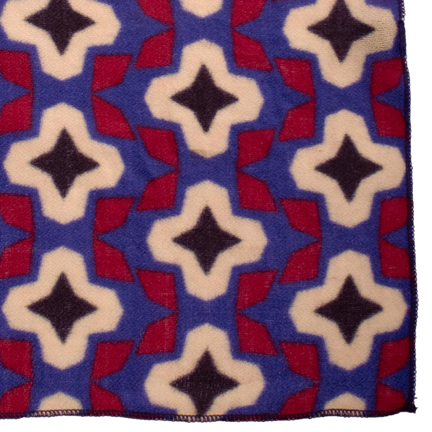 Fazzoletto da Taschino Vintage di Cashmere Viola Fantasia Rossa Grigio Scuro Bianco Panna POCV118 Made in Italy Graffeo Cravatte Dettaglio