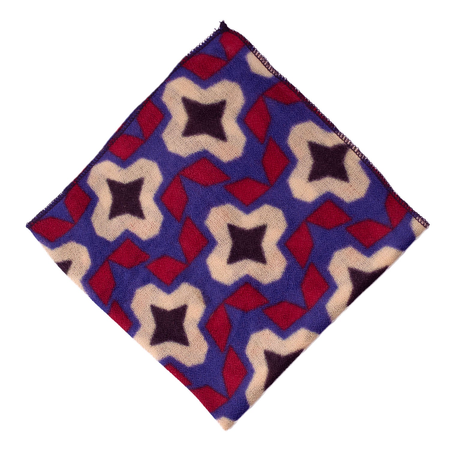 Fazzoletto da Taschino Vintage di Cashmere Viola Fantasia Rossa Grigio Scuro Bianco Panna POCV118 Made in Italy Graffeo Cravatte Rombo