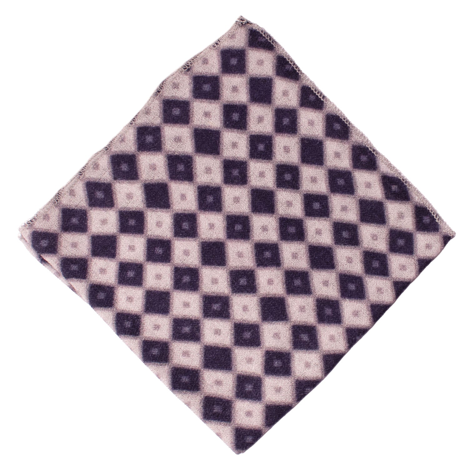 Fazzoletto da Taschino Vintage di Cashmere Viola Grigio Fantasia Lilla Grigia POCV1055 Made in Italy Graffeo Cravatte Rombo